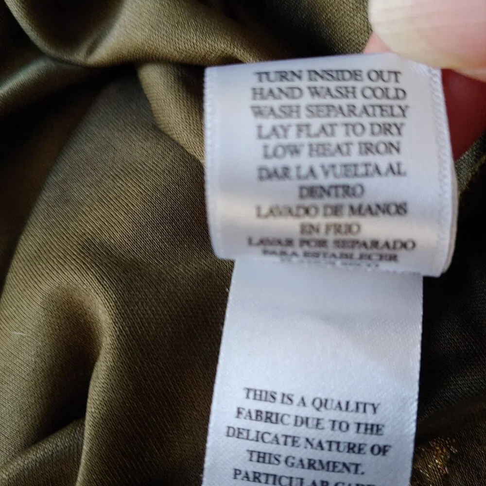 EN CRÈME V-neck Kimono Sleeve Maxi Gold Metallic Dress Boho L - Picture 11 of 12